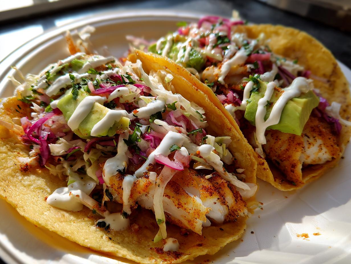 Restaurant-Quality Tilapia Fish Tacos: Zesty Sauce & Spiced Fish
